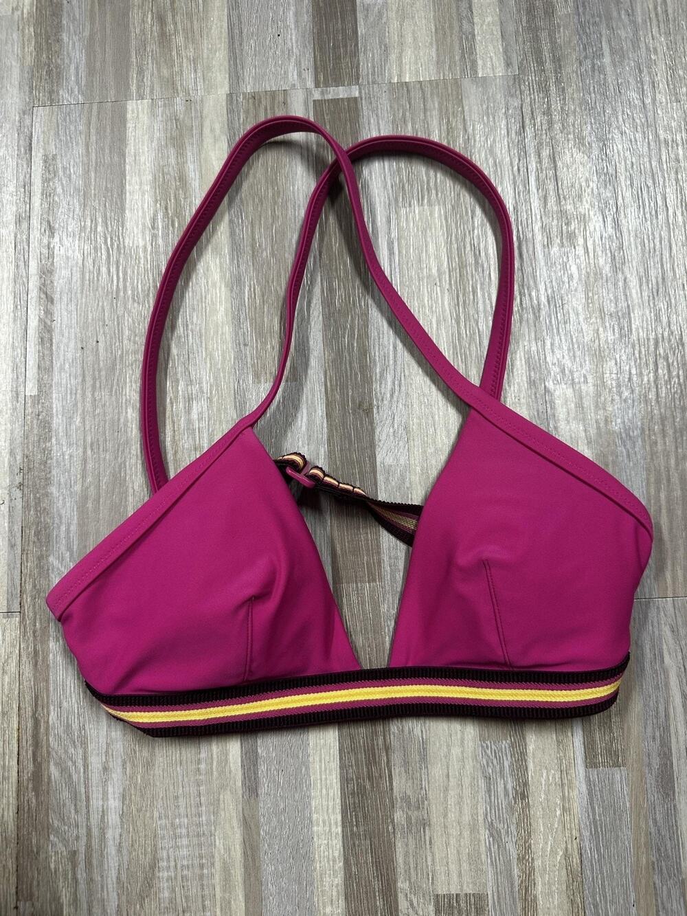Aerie Bikini Top Womens Medium Pink Striped Strappy Swim